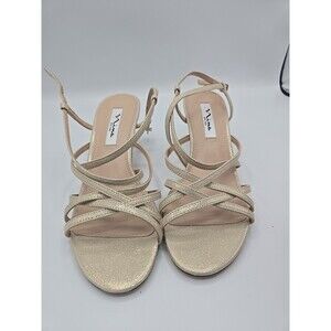 Nina Silver Glitter Strappy Synthetic Women's Sandals Buckle Closure